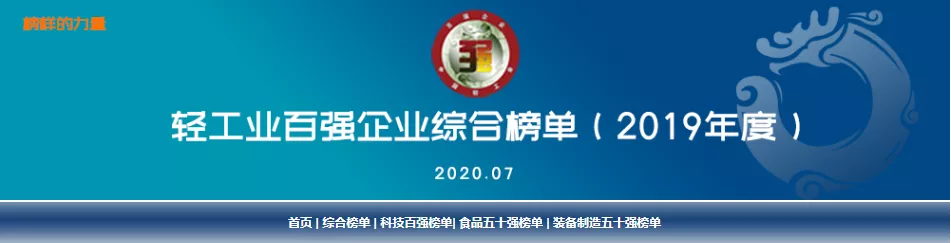 圣奧上榜2019年度中國輕工業百強企業